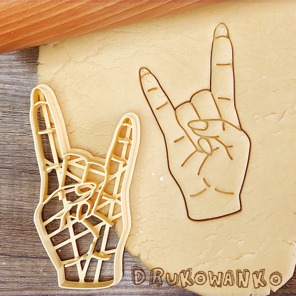 Zeichen Der Hörner Sie Rock Metal Rock and Roll Liebe Dich Hand Finger Frau Lange Nägel Weiblich Cookie Cutter Gebäck Fondant Teig Keks