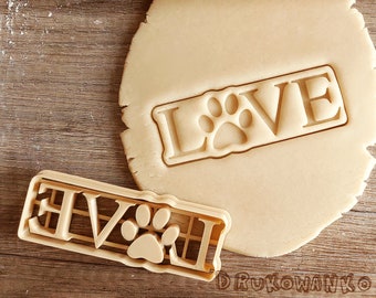 Love Dog Paw Paws Pupil Pet Animal Loving Pets Gift Present Dog Cookie Cutter Pastry Fondant Dough Biscuit