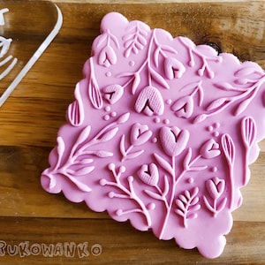 Rosenblatt Blütenblätter Blume Blüte Frühling Natur Gras Sommer Gras Käfer - Embosser Stempel für Kekse Kuchen Dekorieren Deboss Fondant Cupcakes