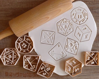 Dice Set of 6 RPG Medieval Fantasy DnD D&D Dungeons and Dragons Cookie Cutter Pastry Fondant Dough Biscuit