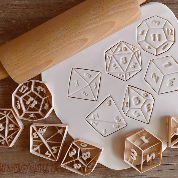 Dobbelstenen set van 6 RPG middeleeuwse fantasy DnD D&D Dungeons and Dragons Cookie Cutter Gebak Fondant Deeg Biscuit
