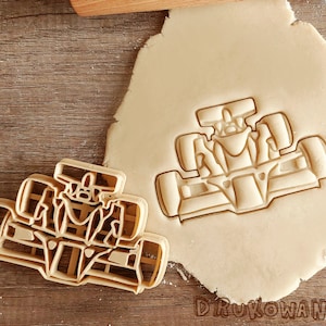 Formel-1-Autos Geschwindigkeitsrennen Vorderansicht Fahrzeug Bolid Motor Sport Zirkus WM Ausstechform Gebäck Fondant Teig Keks