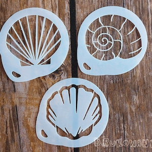 Seashell Shell Sea Ocean Treasures Ancient - Stencil Mylar Art Craft Airbrush Coffee Painting Wall DIY Reusable Home Decor