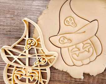 Halloween Happy Big Round Pumpkin Screaming Ghosts Jack-o'-lantern RIP Fantasy Hat Trick or Treat Cookie Cutter Pastry Fondant Dough Biscuit