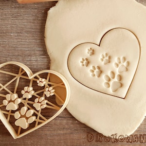 Dog Paw Paws Heart Love Animal Pet Paws On The Sand Present Gift Dog Cookies Cookie Cutter Pastry Fondant Dough Biscuit