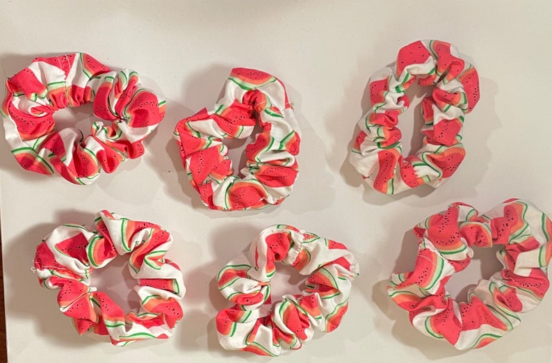 Watermelon Print ScrunchiesHair Ties and Elastics for Women and GirlsGift IdeasGirly Hair Accessories