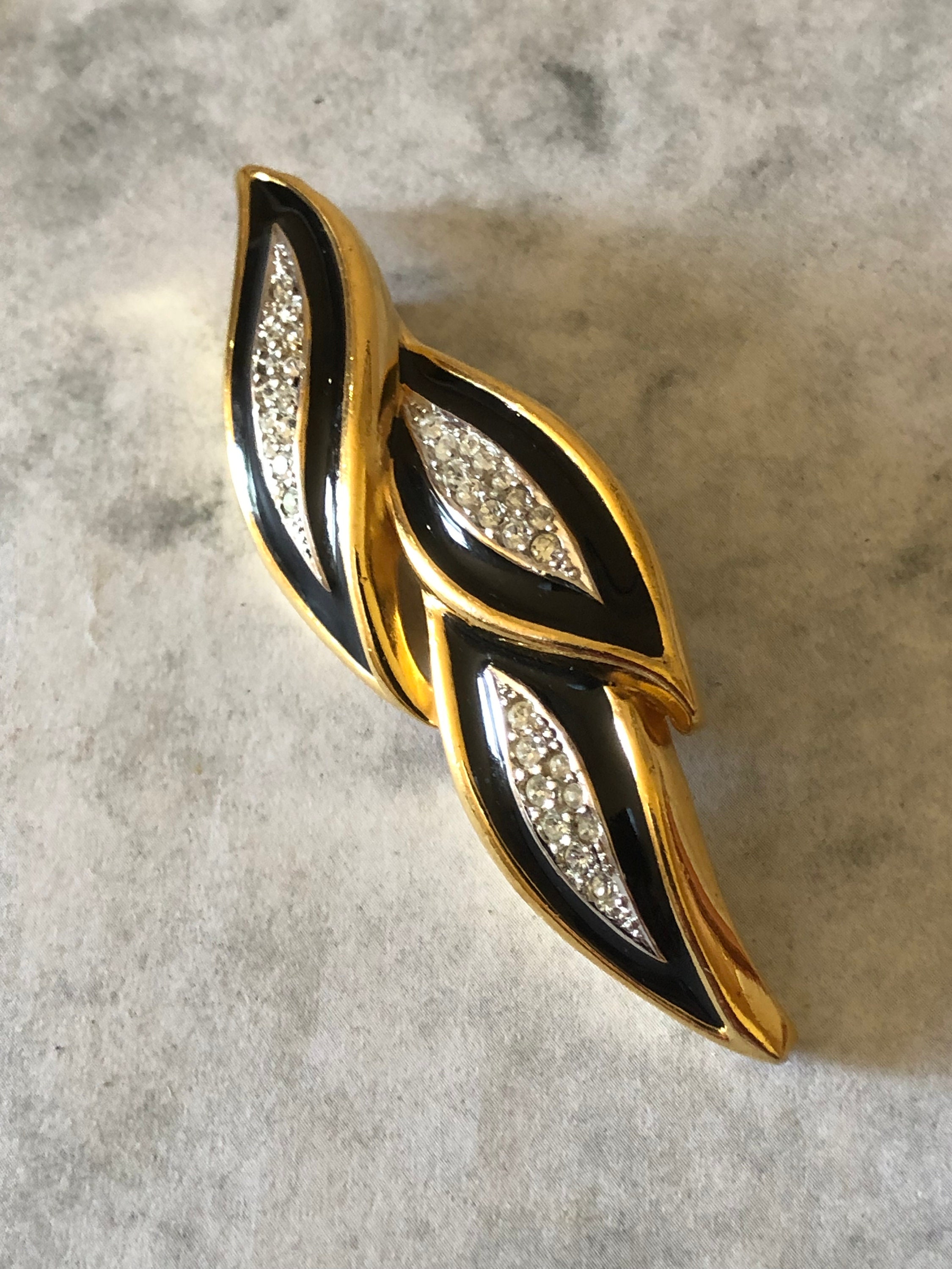 【GINGER掲載商品】 Vintage Black Tone Gold Brooch Designer Germany Lanvin その他