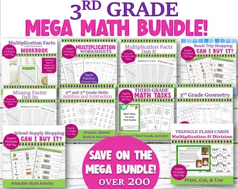 3rd Grade Math Mega Bundle: 200+ Pages (Digital Download)