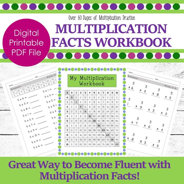 Multiplication Facts Practice Worksheets for Kids Printables Etsy