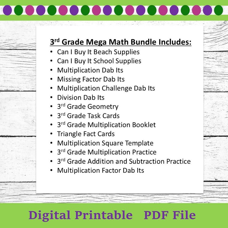 3rd Grade Math Mega Bundle: 200+ Pages (digital Download) - Etsy