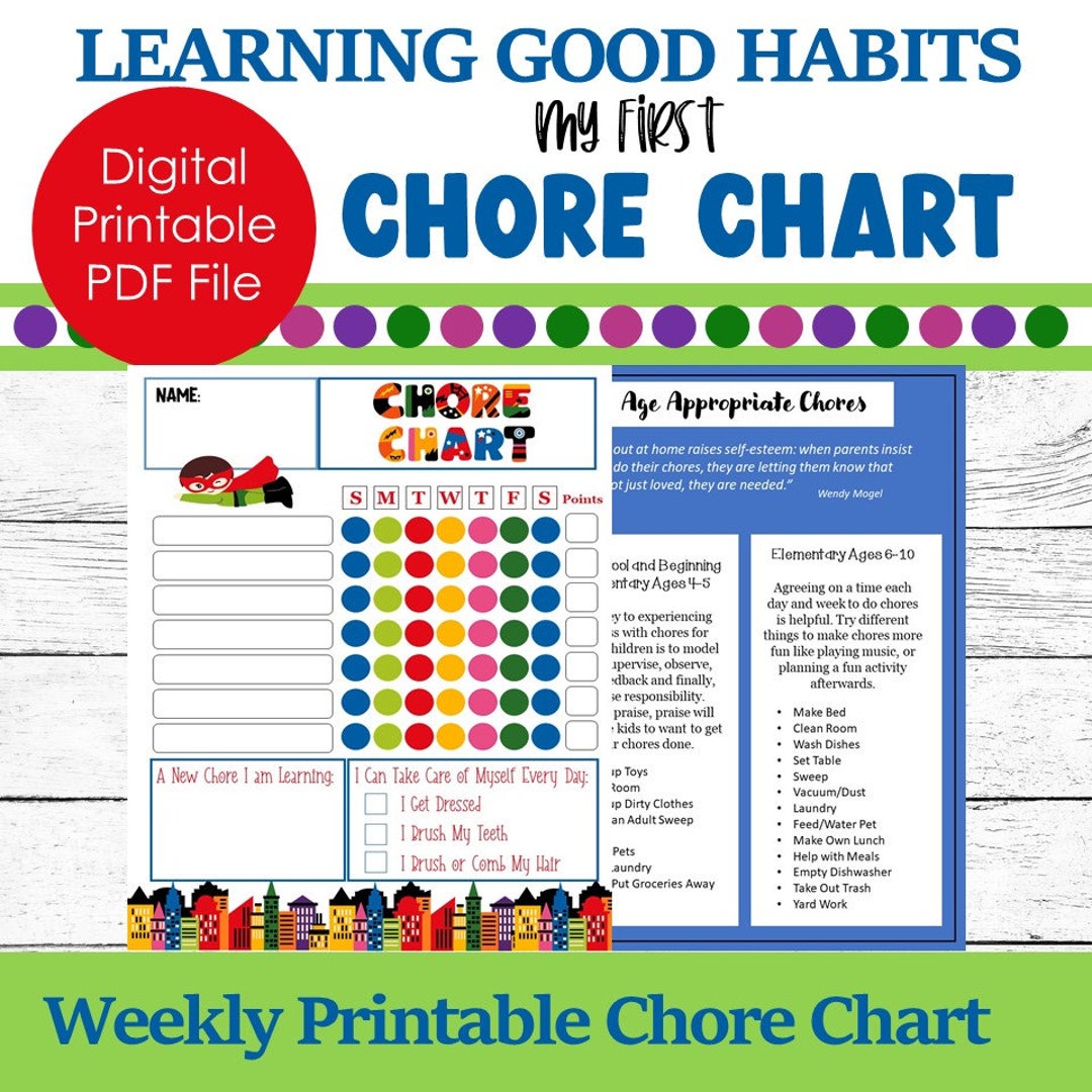 Super Heroes Weekly and Daily Chore Chart/chore Chart Printable/chore ...