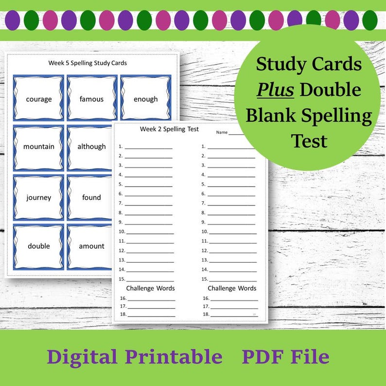 4th Grade Spelling Worksheets/ 6 Weeks of Spelling Lists Activities