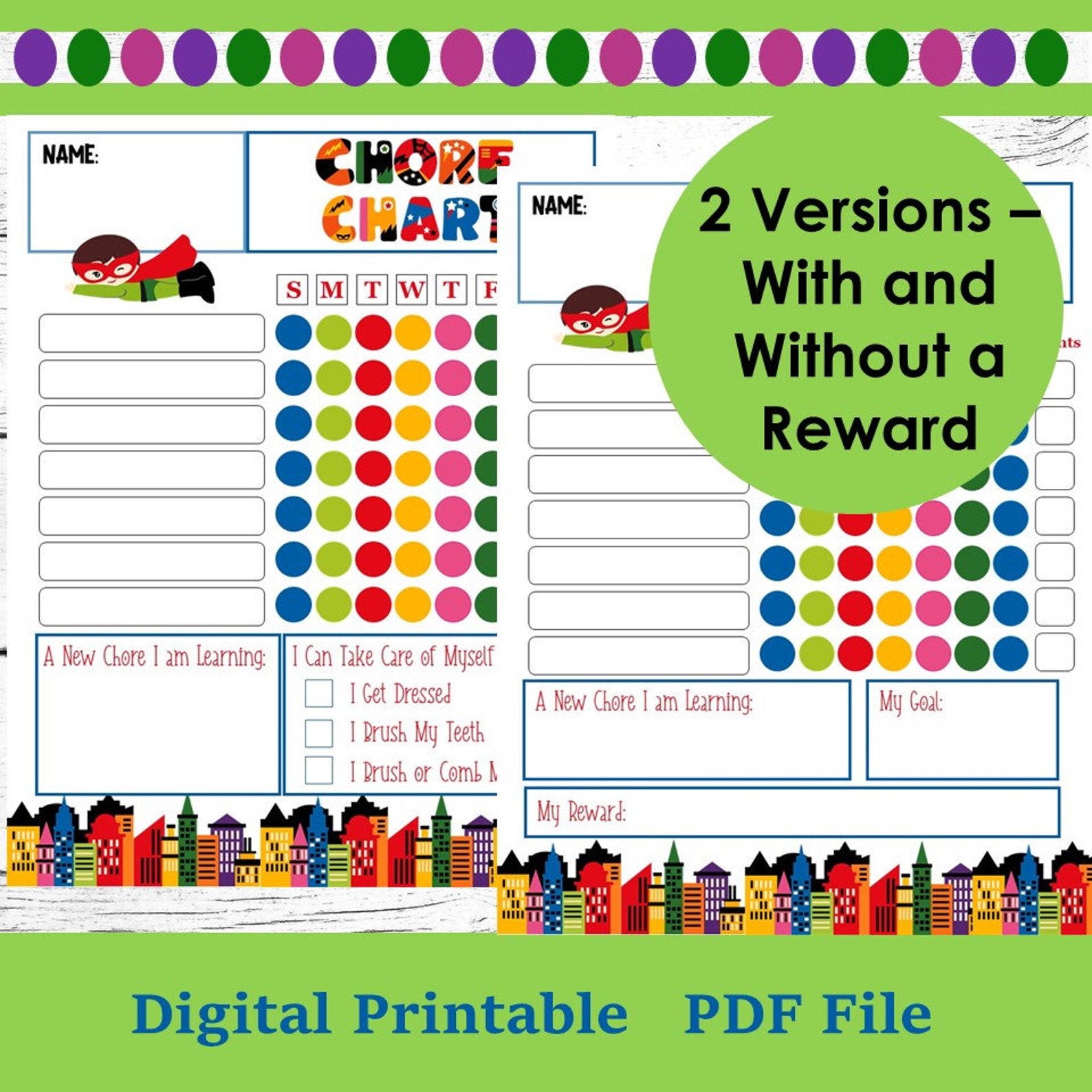 Super Heroes Weekly and Daily Chore Chart/chore Chart Printable/chore ...