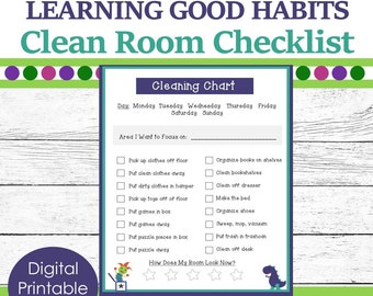 Checkliste für den Reinigungsraum für kleine Kinder / Checkliste zum Ausdrucken / Werkzeug für gesunde Gewohnheiten / Clean Room Tracker