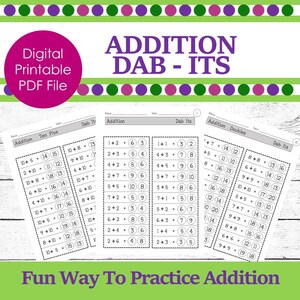 Addition Dab Its Worksheets for Kindergarten