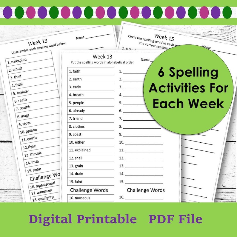 4th Grade Spelling Worksheets: 30 Weeks of Activities & Tests (digital ...