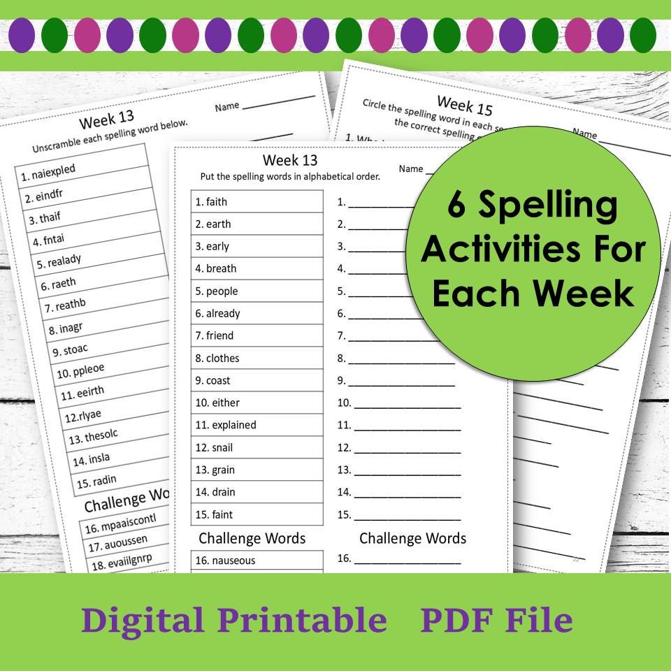 4th Grade Spelling Worksheets: 30 Weeks of Activities & Tests (digital ...