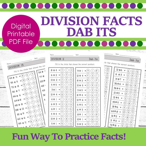 Division Facts Dab It/Division Worksheets/LearnDivision Facts