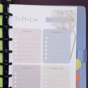 To Do Lists Refills for Disc-Bound Planners / Calendars
