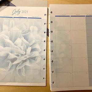 Weekly Disc-Bound Calendar Printed Refill / Hydrangea (Custom Date Options)