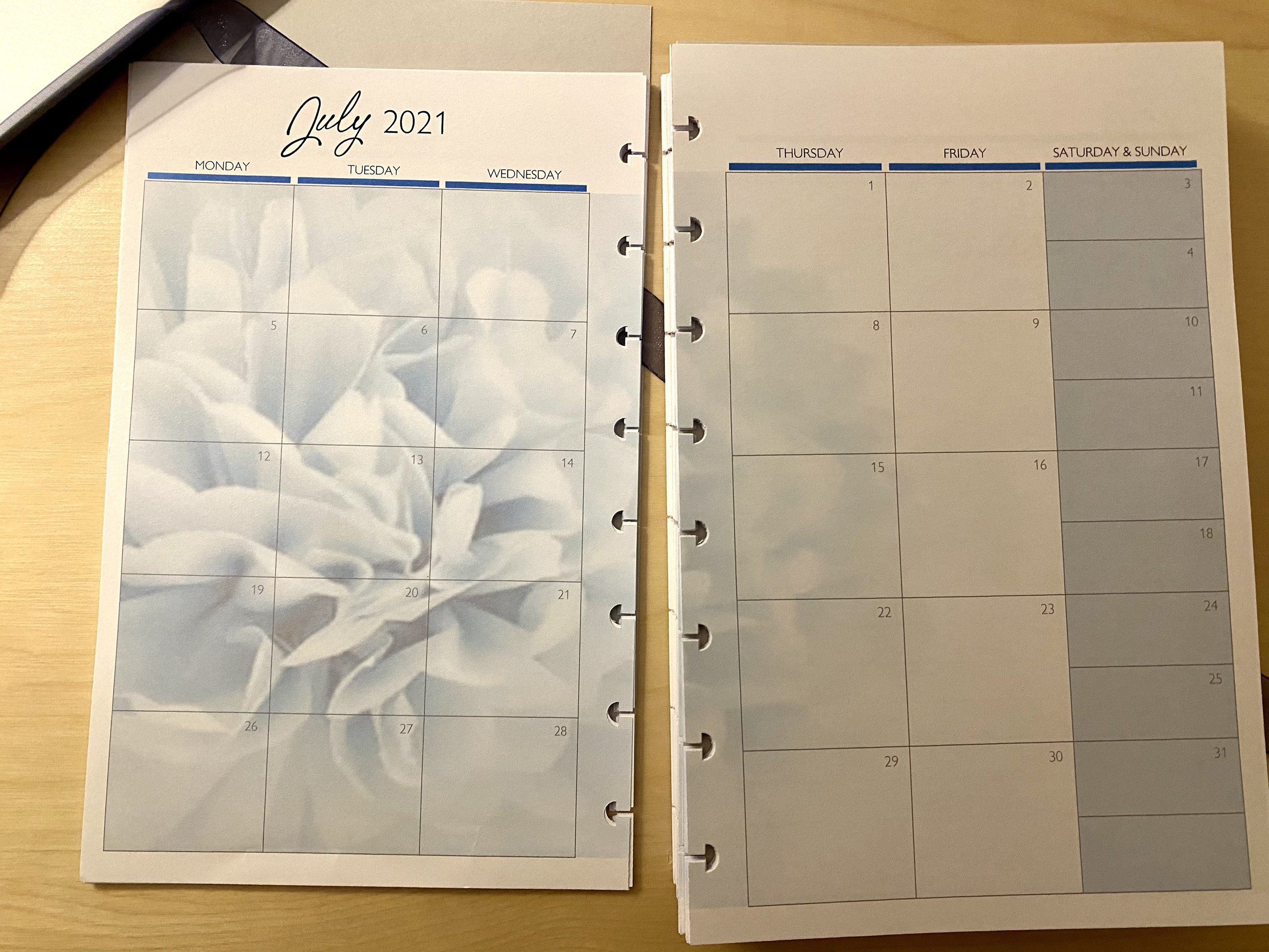 Weekly Discbound Calendar Printed Refill / Hydrangea Etsy