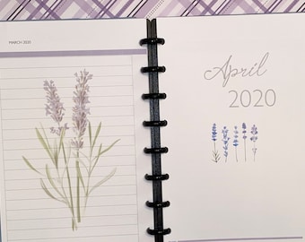 Monthly Disc-Bound Calendar Printed Refill / Lavender