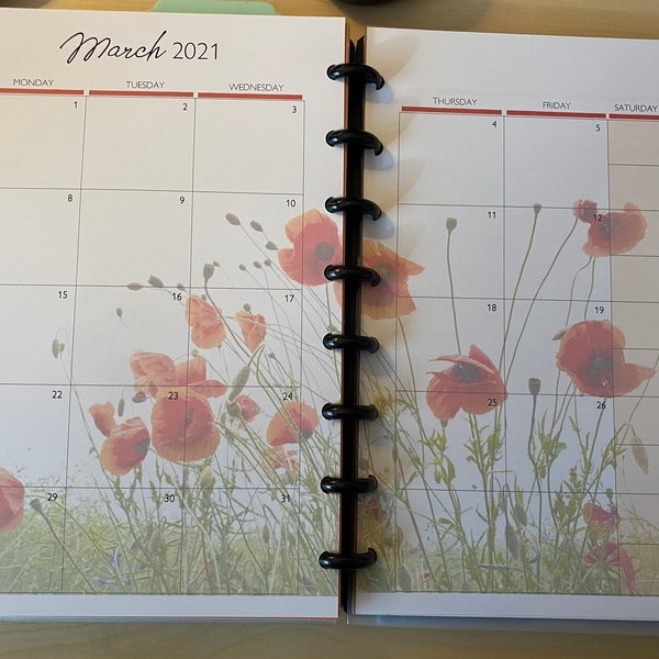 Monthly Combo Disc-Bound Printed Calendar Refill & To Do Lists (Other date options)