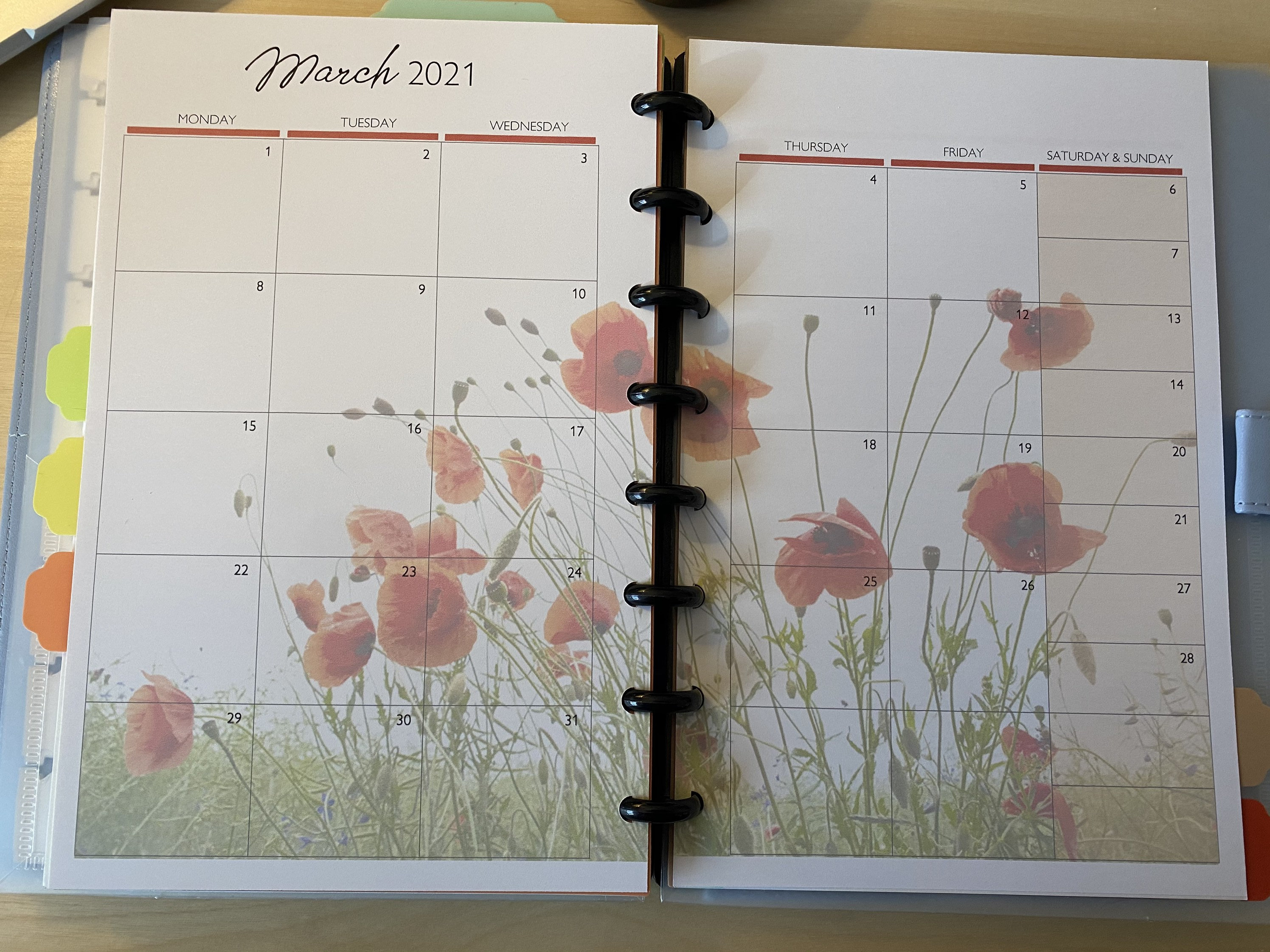 Monthly Combo Disc-Bound Printed Calendar Refill & To Do Lists (Other date options)