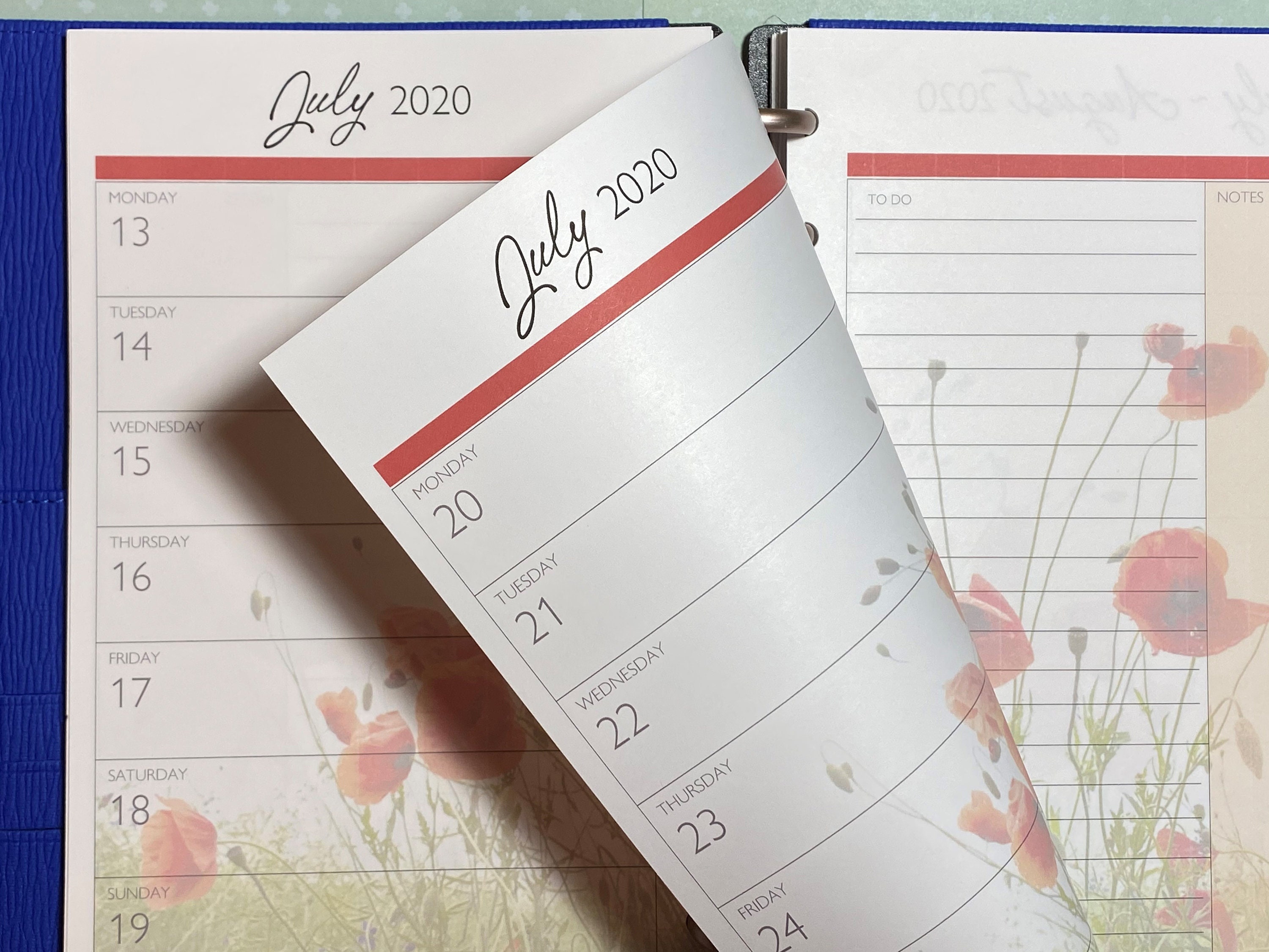 Weekly Discbound Calendar Printed Refill / Poppies Etsy
