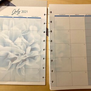 Monthly Combo Disc-Bound Printed Calendar Refill & To Do Lists / Hydrangea