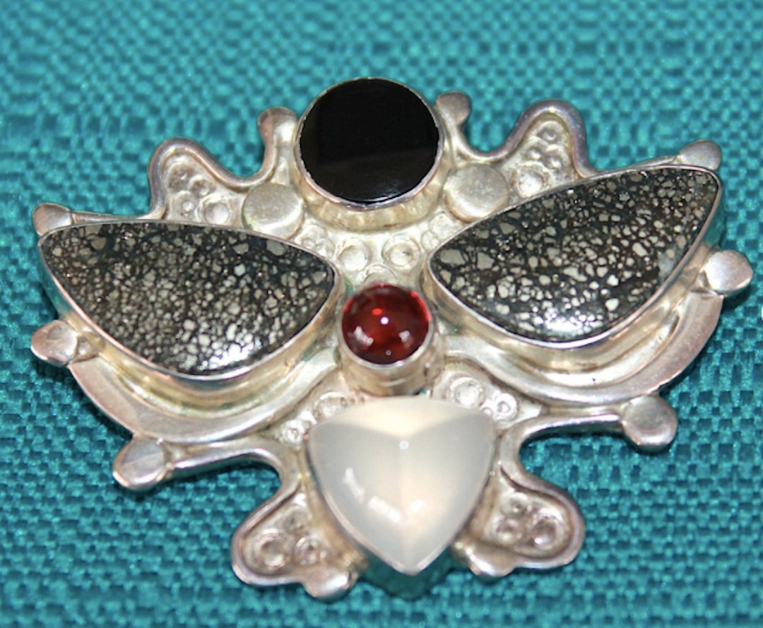 James Hemmel Vintage Sterling & Gem Stone 'butterfly' Brooch,