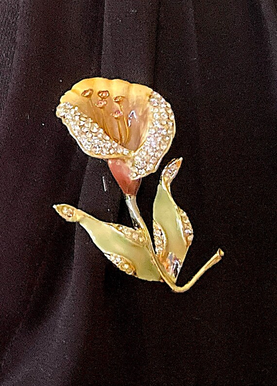 1950's Weiss Orchid 'Trembler' Brooch. Enamelled, 