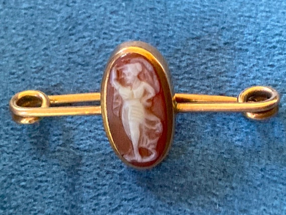 Antique Victorian Grecian Robed Lady on Carnelian… - image 1