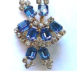 Walter Lampl 1940&#39;s Gilded Sterling Brooch / Pendant &quot;Aquamarine&quot; Baguettes + &quot;Ice&quot; Clear Chatons Signed WL and 1/20th 12k GF Scarce.