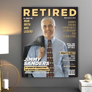 Personalized Photo Retirement CANVAS Print For Man, The Man, The Myth The Legend Magazine Canvas Print, Retirement Gift