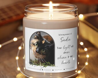Personalized Photo Pet Memorial Candle, Custom Sympathy Gift, Loss of Pet Candle, Vegan Soy