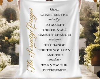 The Serenity Prayer Velveteen Blanket, Short Version Serenity Prayer, Inspirational Blanket, Encouragement Blanket, Christian Scripture Gift