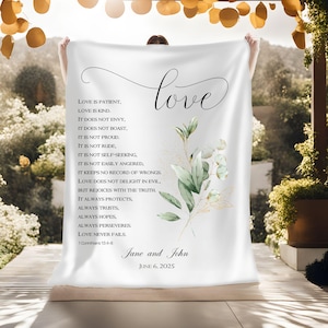 PERSONALIZED Corinthians Bible Verse Love is Patient Blanket ,Wedding Gift, Anniversary Gift, Scripture Quote, Gift for Couple
