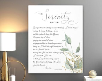 Serenity Prayer Canvas Print,  Full Version Serenity Prayer, Bible Verse Print, Christian Scripture, Inspirational Canvas Framed Print