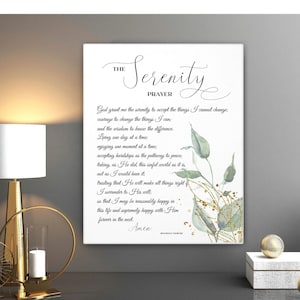 Serenity Prayer Canvas Print,  Full Version Serenity Prayer, Bible Verse Print, Christian Scripture, Inspirational Canvas Framed Print