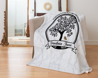 Personalized Memorial Blanket Gift, Sympathy Gift, Memorial Throw Blanket, Family Tree Theme, Butterfly