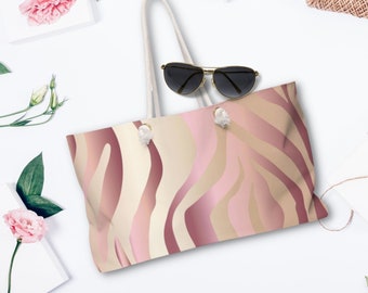Rose Gold Weekender Bag, Large Tote Bag, Carry On Bag, Travel Bag, Market Bag, Beach Bag