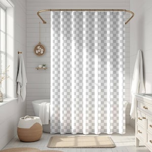 Modern Checker Shower Curtain, Trendy Bath Curtain, Housewarming Gift, Bathroom Decor, Checkered Curtain image 1