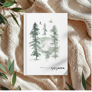 Personalized Forest Watercolor Journal, Nature Notebook, Gift Journal