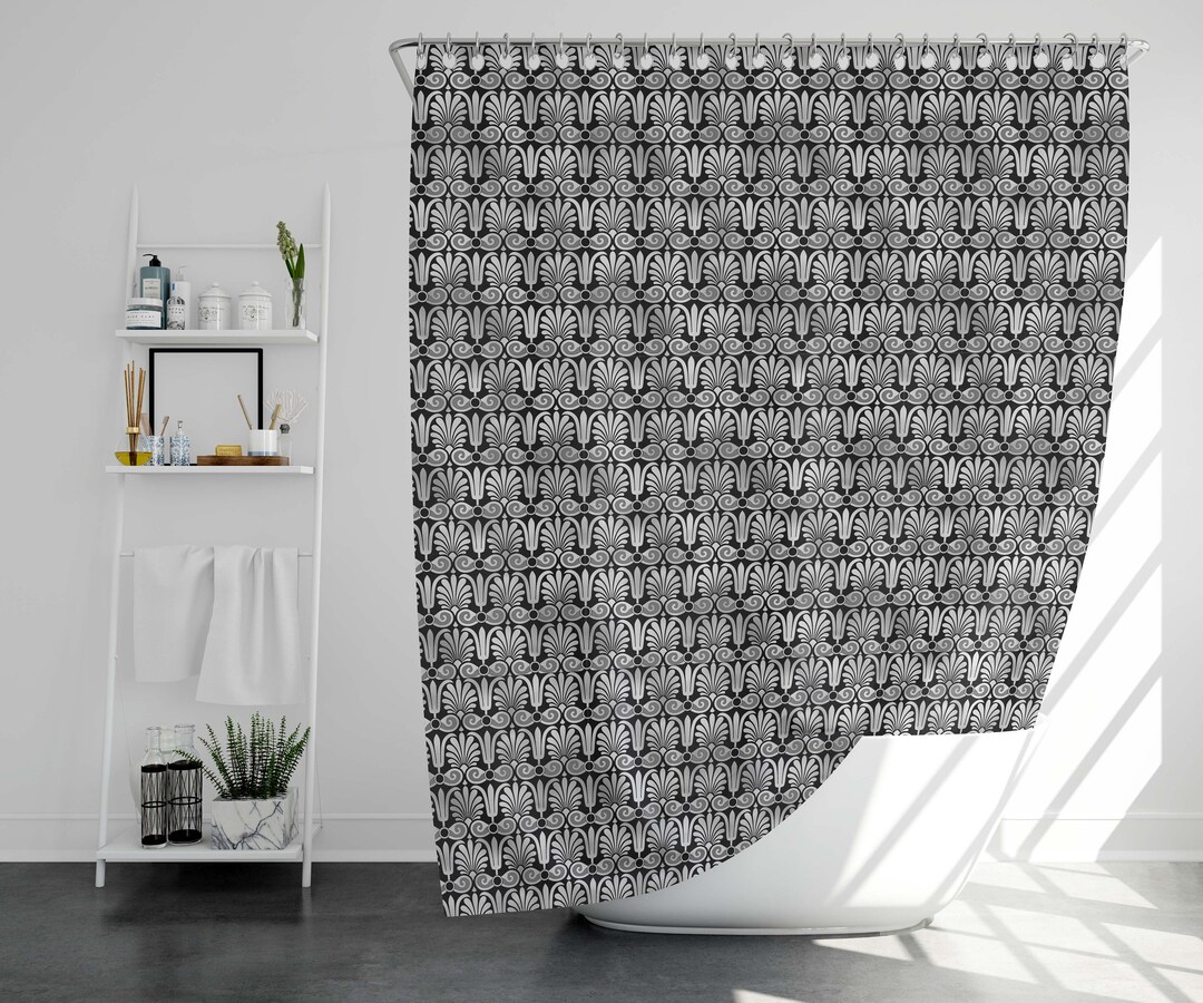 Elegant Black and Silver Shower Curtain Trendy Bath Curtain Etsy