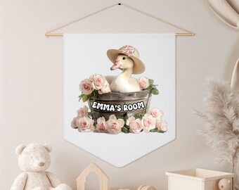 Personalized Girl Goose Name Pennant, Silly Goose Wall Art, Baby or Girls Room Name Art, Goose Theme Nursery, Goose theme Playroom Sign