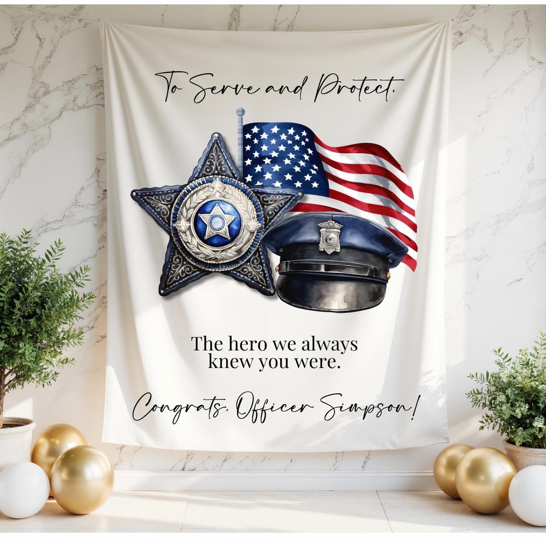 Police Graduation Signs Personalized Police Academy Graduation Party Banner Sign, Badge and ...