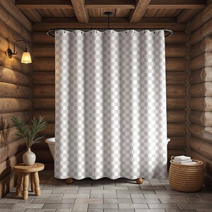 Modern Checker Shower Curtain, Trendy Bath Curtain, Housewarming Gift, Bathroom Decor, Checkered Curtain image 3