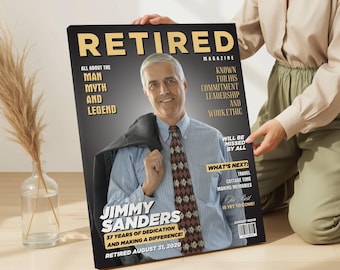 Personalized Photo Retirement CANVAS Print For Man, The Man, The Myth The Legend Magazine Canvas Print, Retirement Gift