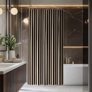 Gorgeous Beige and Black Stripe Shower Curtain, Elegant Shower Curtain, Contemporary Shower Curtain
